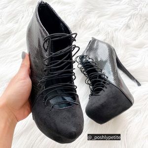 First Love lace up chunky platform heels